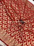 Red Pure Banarasi Handloom Katan Silk Saree - Aura Benaras