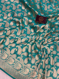 Turquoise Blue Pure Banarasi Handloom Katan Silk Saree - Aura Benaras