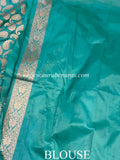 Turquoise Blue Pure Banarasi Handloom Katan Silk Saree - Aura Benaras