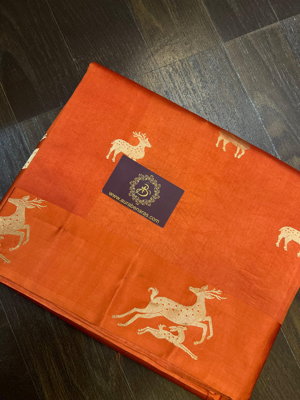 Orange Pure Banarasi Handloom Silk Saree - Aura Benaras