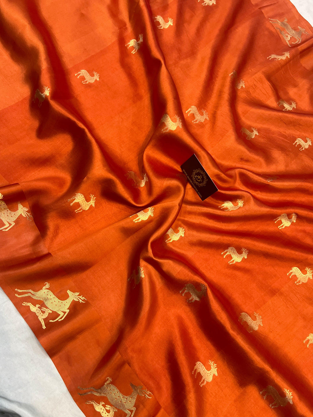 Orange Pure Banarasi Handloom Silk Saree - Aura Benaras