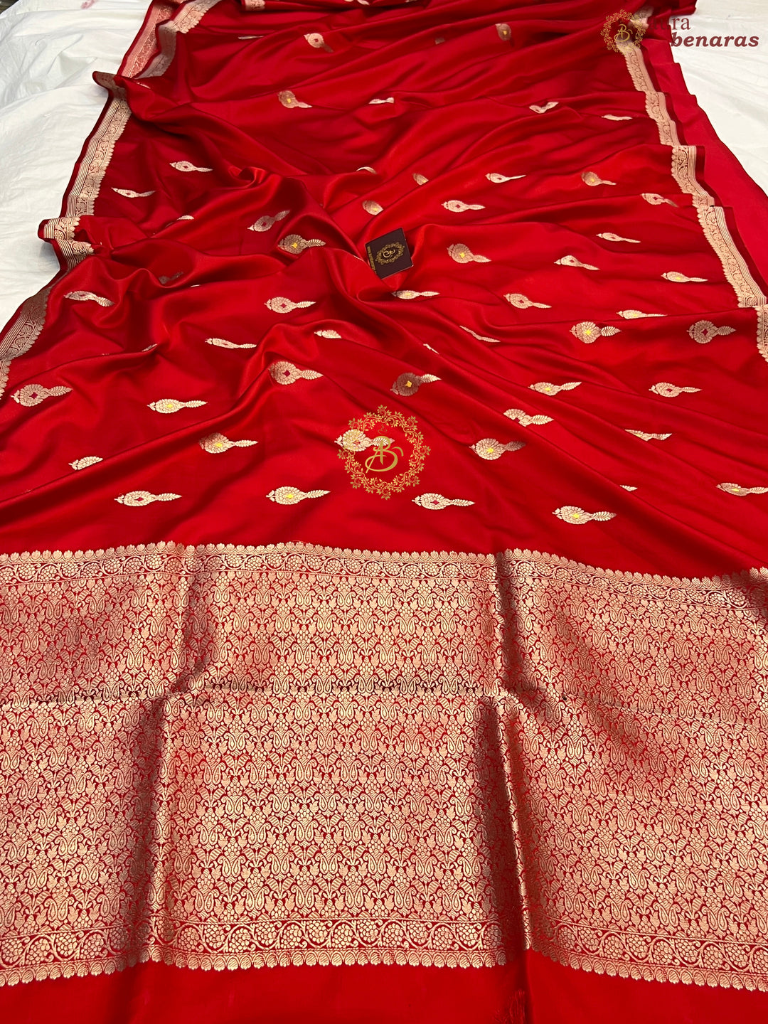 Red Pure Mashru Silk Handloom Banarasi Saree
