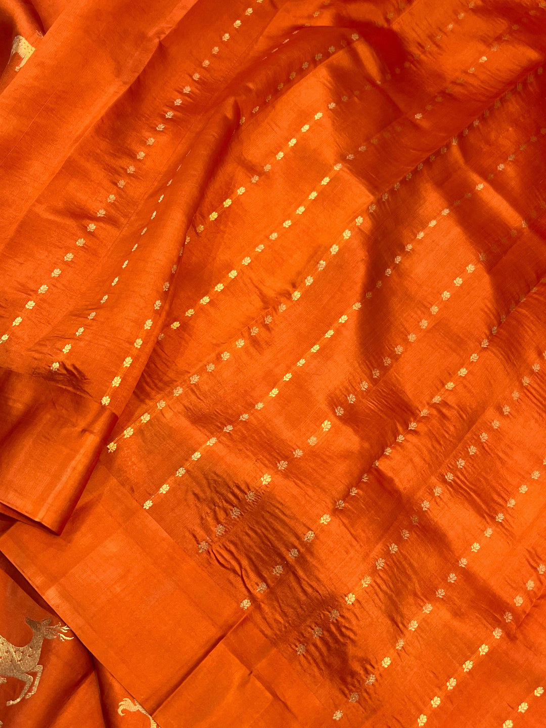 Orange Pure Banarasi Handloom Silk Saree - Aura Benaras