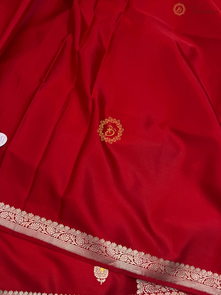 Red Pure Mashru Silk Handloom Banarasi Saree