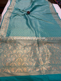 Blue Pure Banarasi Handloom Katan Silk Saree - Aura Benaras