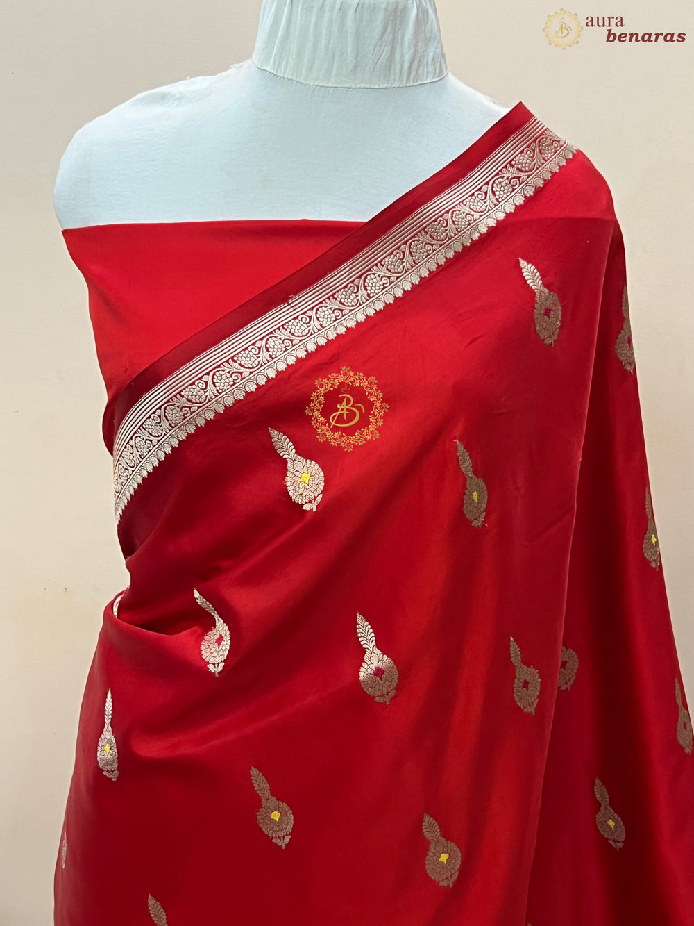 Red Pure Mashru Silk Handloom Banarasi Saree