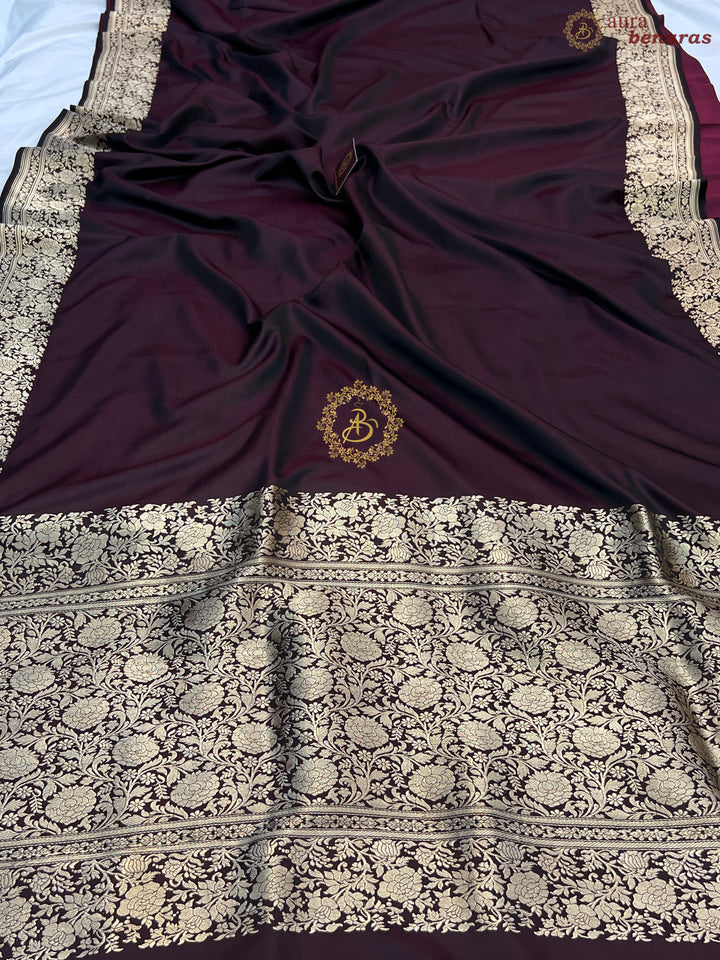 Coca-cola Shade Pure Mashru Silk Handloom Banarasi Saree