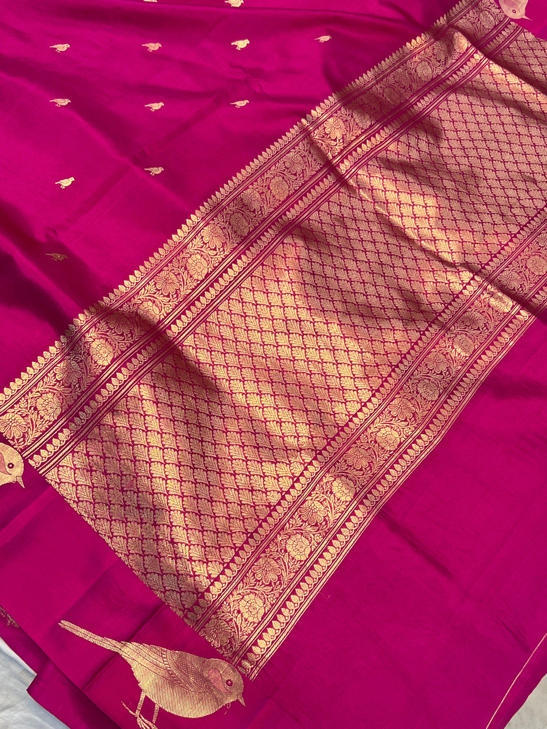 Rani Pink Pure Banarasi Handloom Silk Saree - Aura Benaras