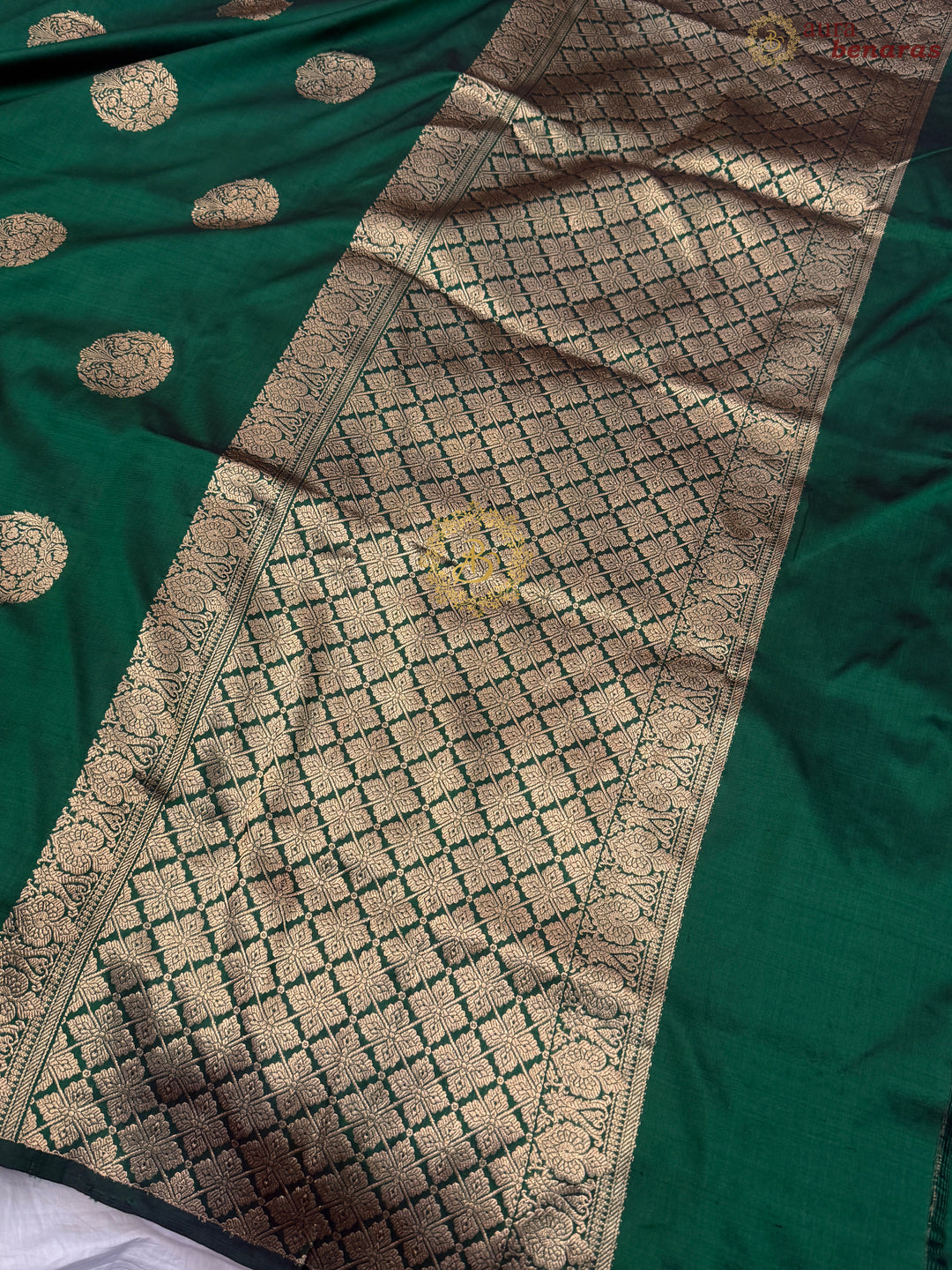 Bottle Green Pure Katan Silk Handloom Banarasi Saree