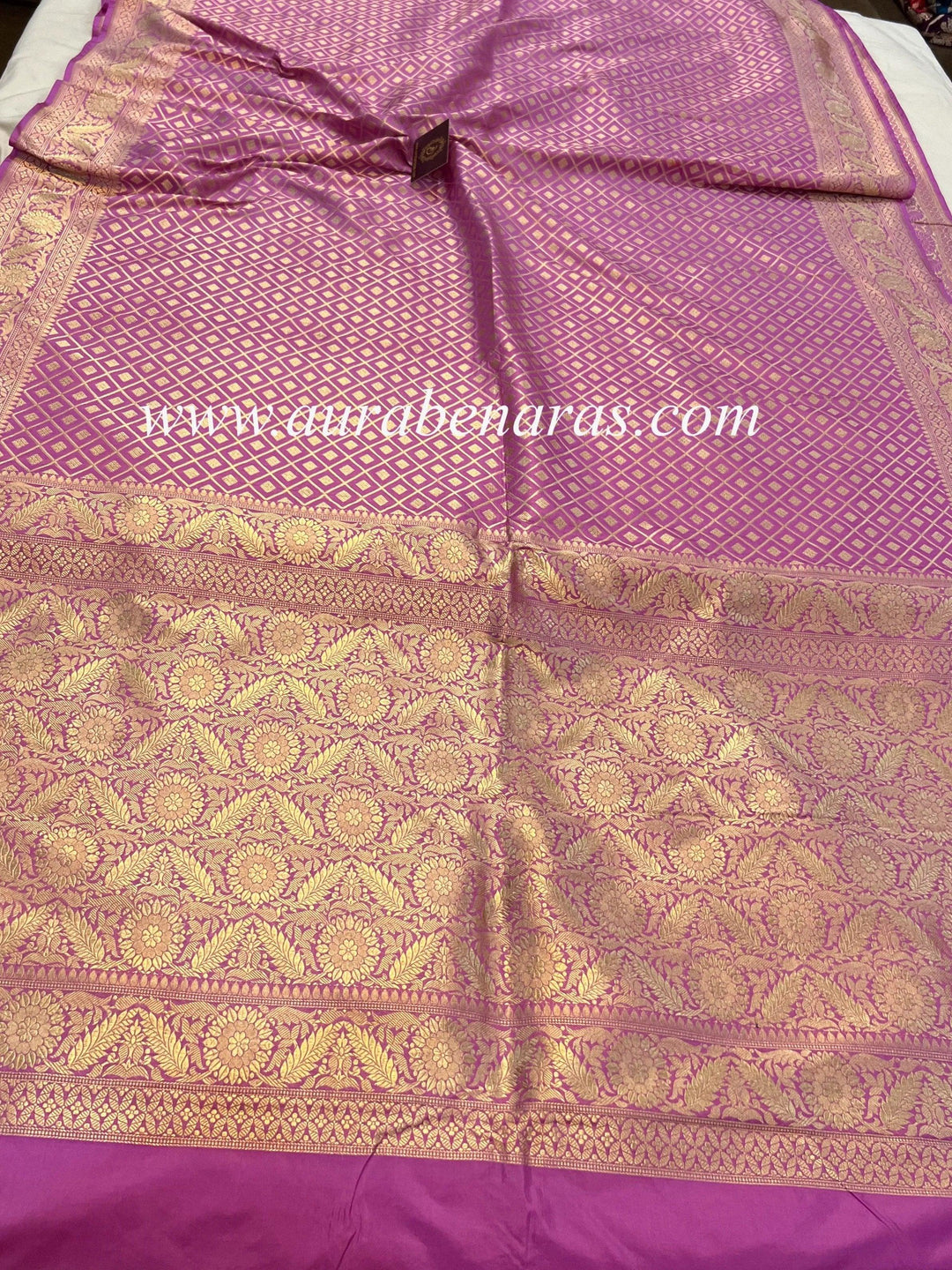 Lavender Pure Banarasi Handloom Katan Silk Saree - Aura Benaras