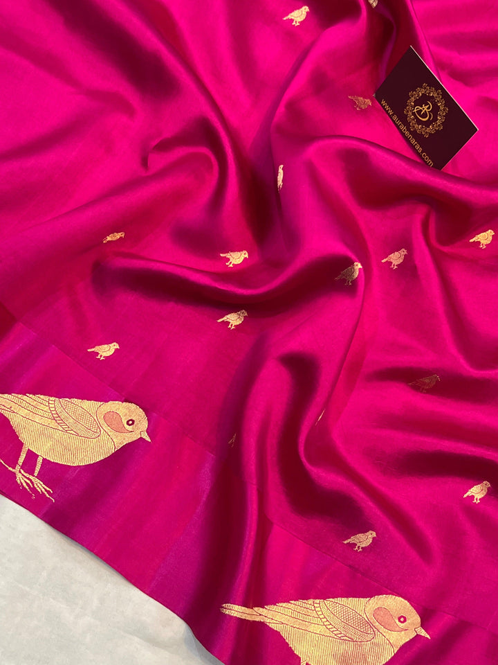 Rani Pink Pure Banarasi Handloom Silk Saree - Aura Benaras