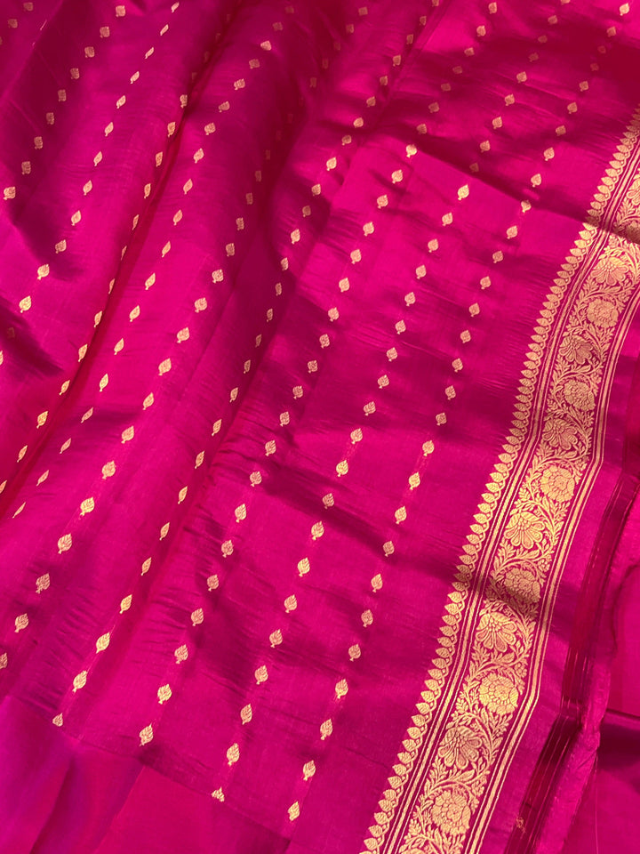 Rani Pink Pure Banarasi Handloom Silk Saree - Aura Benaras