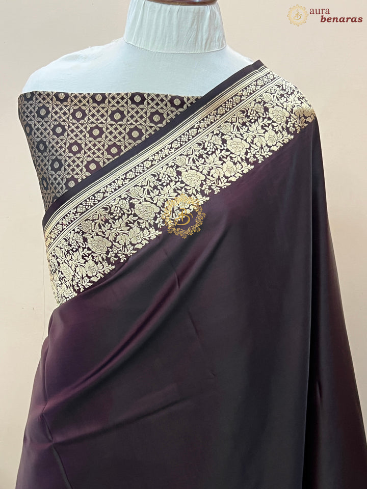 Coca-cola Shade Pure Mashru Silk Handloom Banarasi Saree