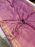 Lavender Pure Banarasi Handloom Katan Silk Saree - Aura Benaras