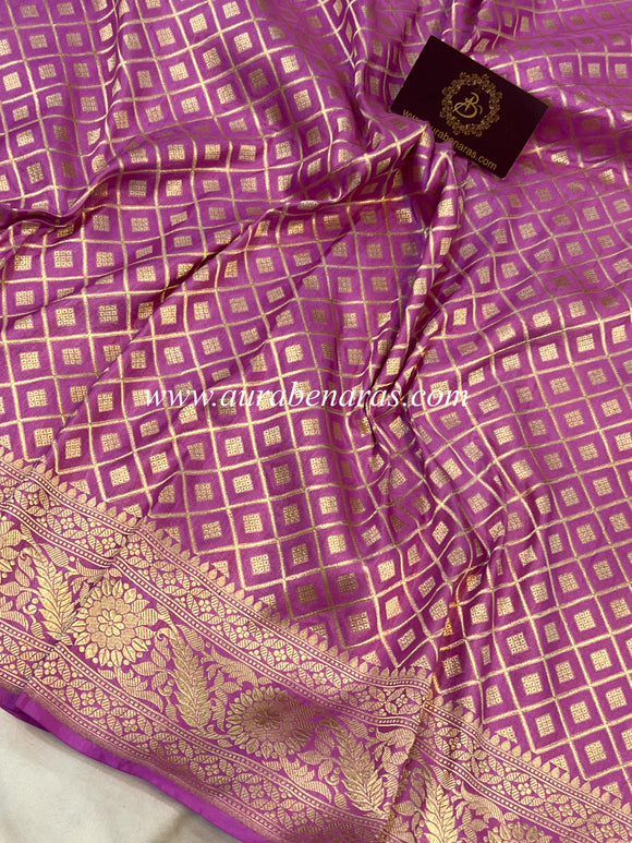 Lavender Pure Banarasi Handloom Katan Silk Saree - Aura Benaras