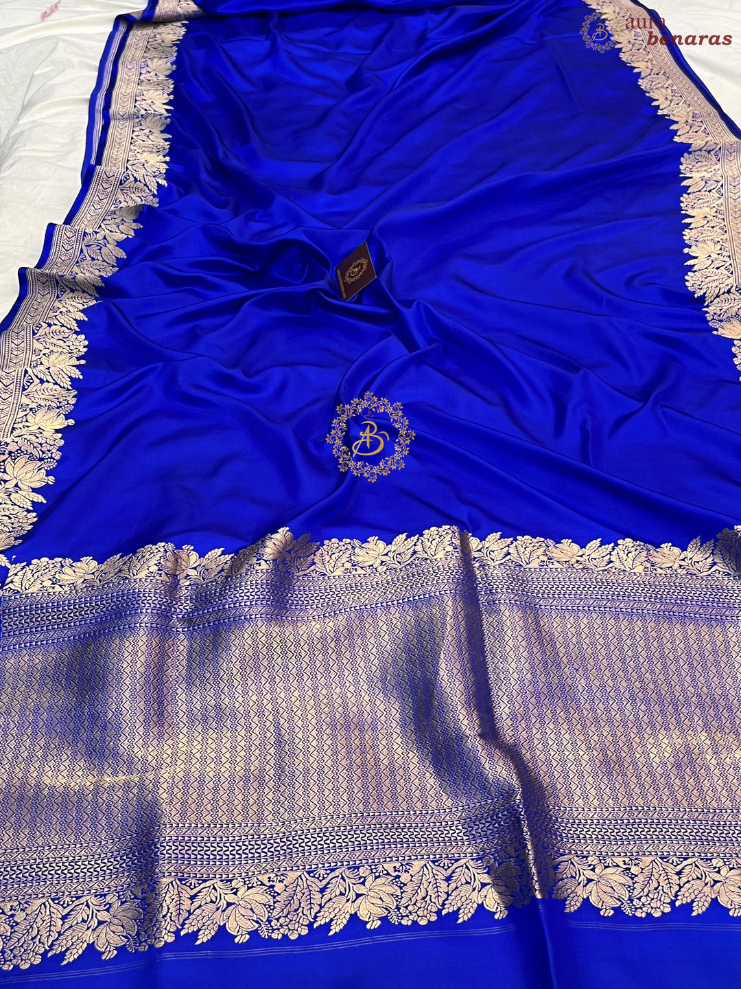 Royal Blue Pure Mashru Silk Handloom Banarasi Saree