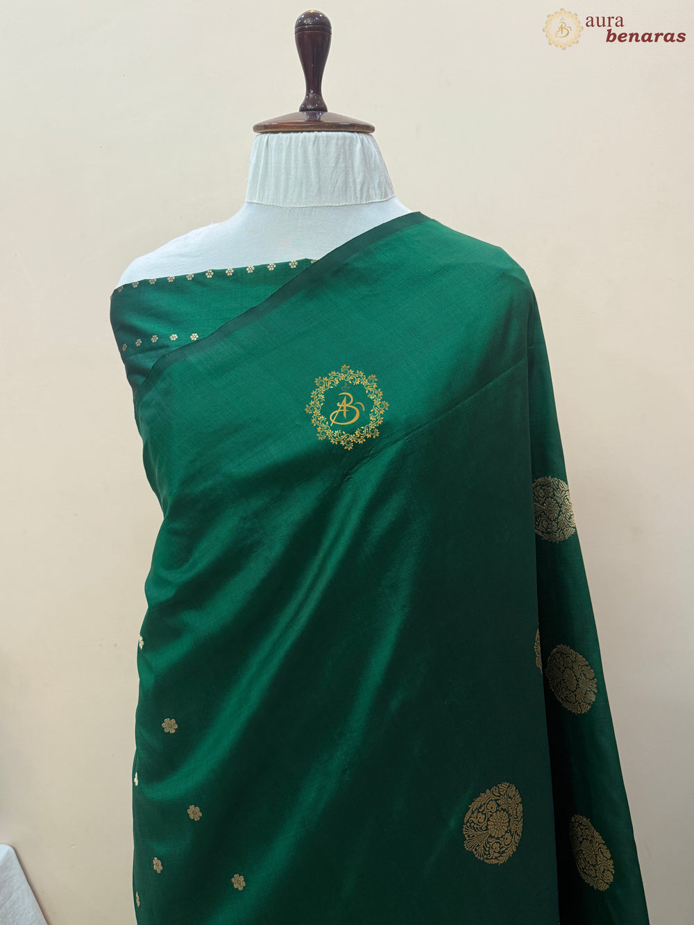 Bottle Green Pure Katan Silk Handloom Banarasi Saree