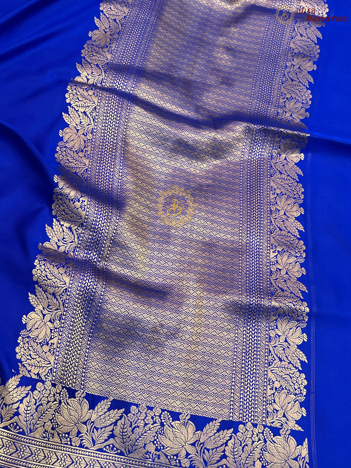 Royal Blue Pure Mashru Silk Handloom Banarasi Saree