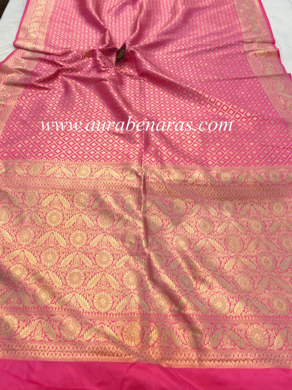 Pink Pure Banarasi Handloom Katan Silk Saree - Aura Benaras