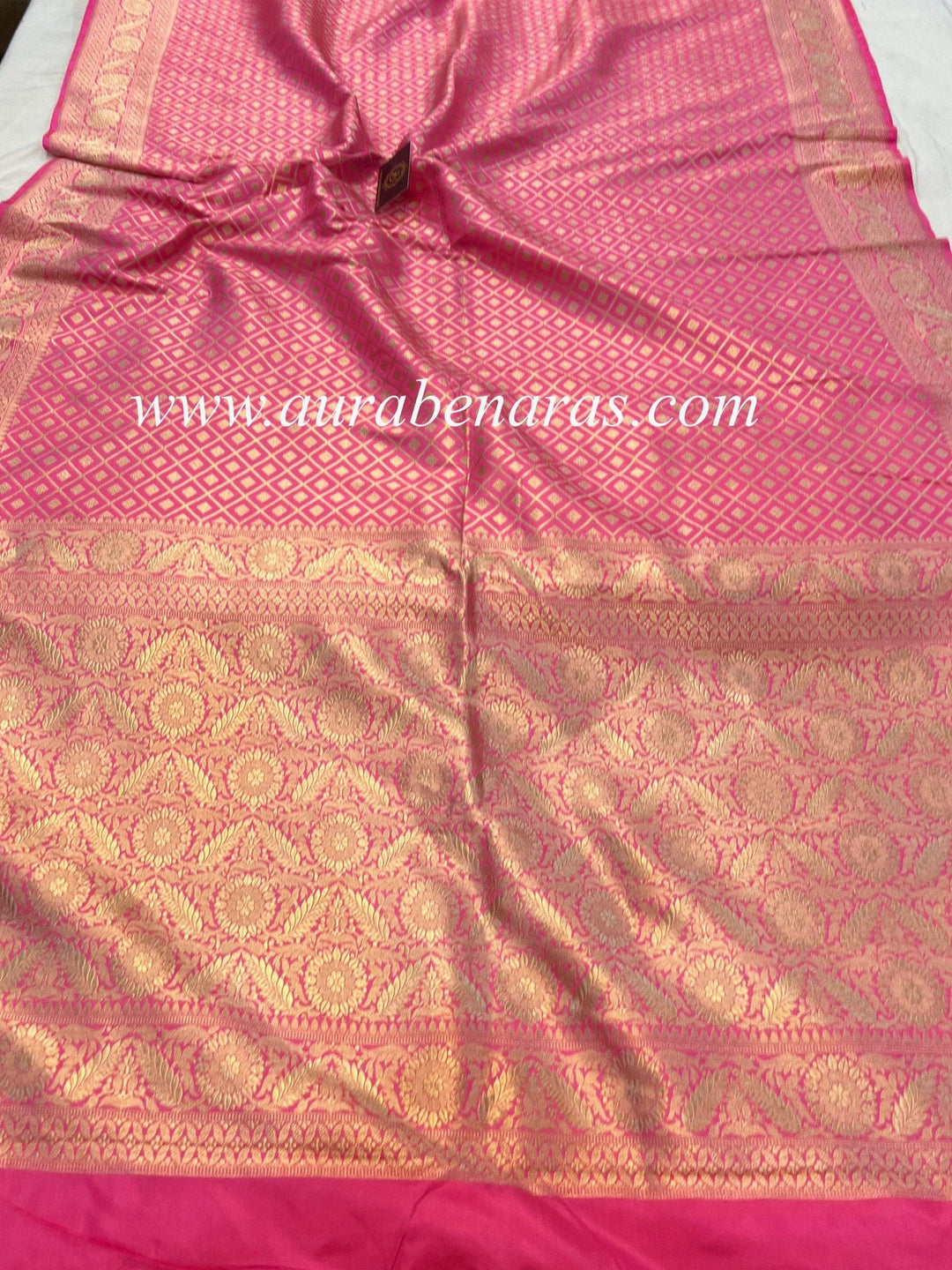 Pink Pure Banarasi Handloom Katan Silk Saree - Aura Benaras
