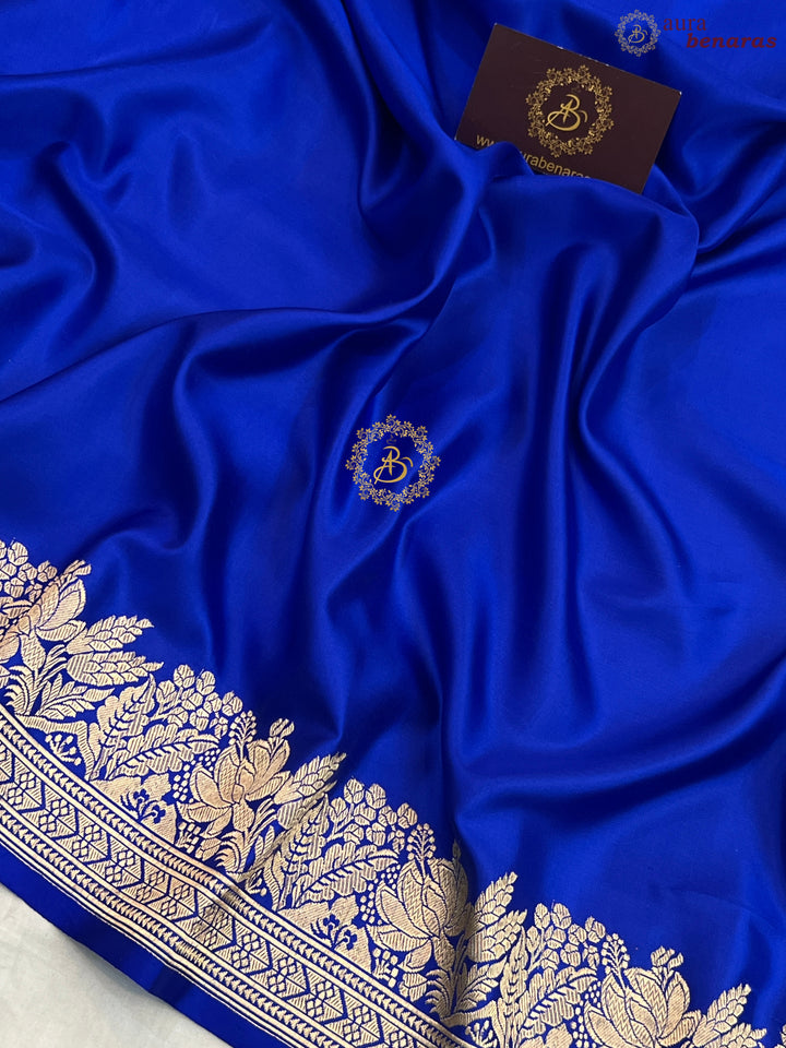 Royal Blue Pure Mashru Silk Handloom Banarasi Saree