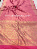 Pink Pure Banarasi Handloom Katan Silk Saree - Aura Benaras