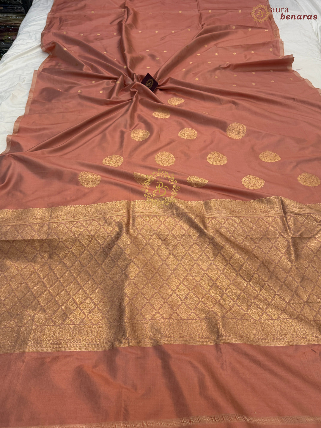 Dusty Peach Pure Katan Silk Handloom Banarasi Saree