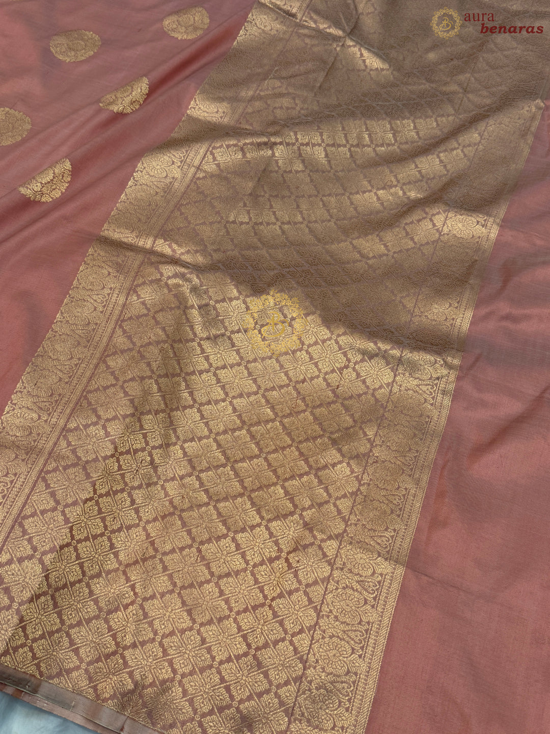 Dusty Peach Pure Katan Silk Handloom Banarasi Saree