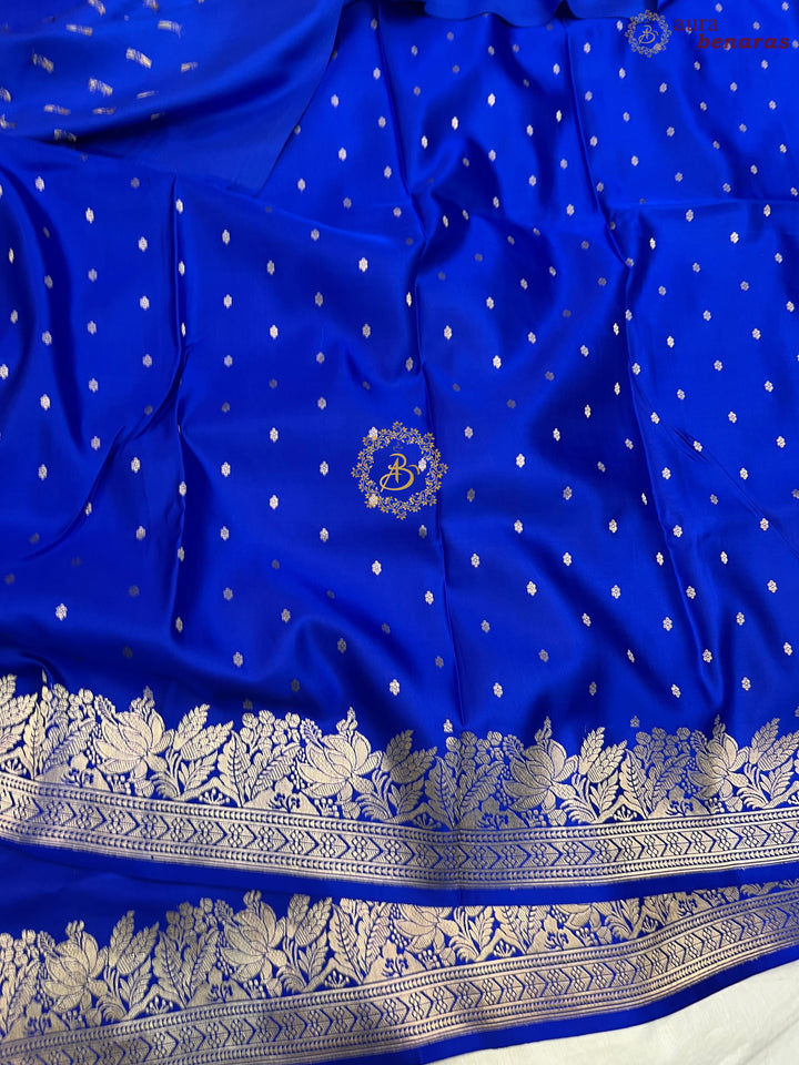 Royal Blue Pure Mashru Silk Handloom Banarasi Saree