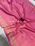 Pink Pure Banarasi Handloom Katan Silk Saree - Aura Benaras