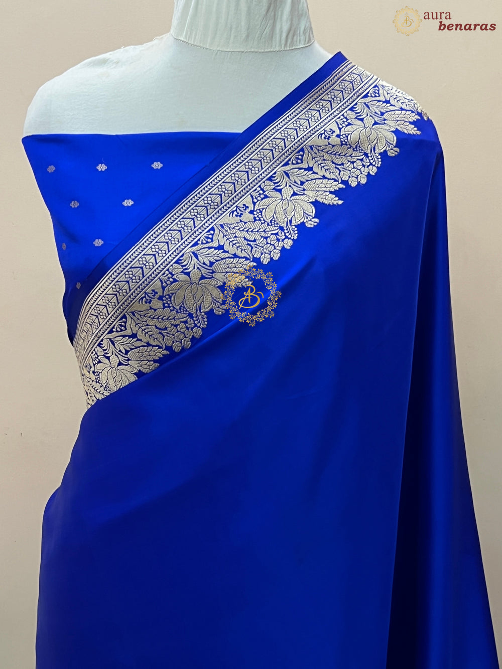 Royal Blue Pure Mashru Silk Handloom Banarasi Saree