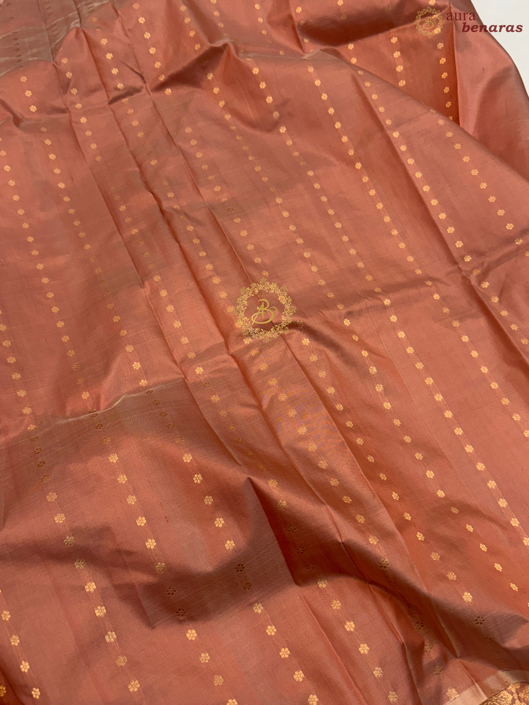 Dusty Peach Pure Katan Silk Handloom Banarasi Saree