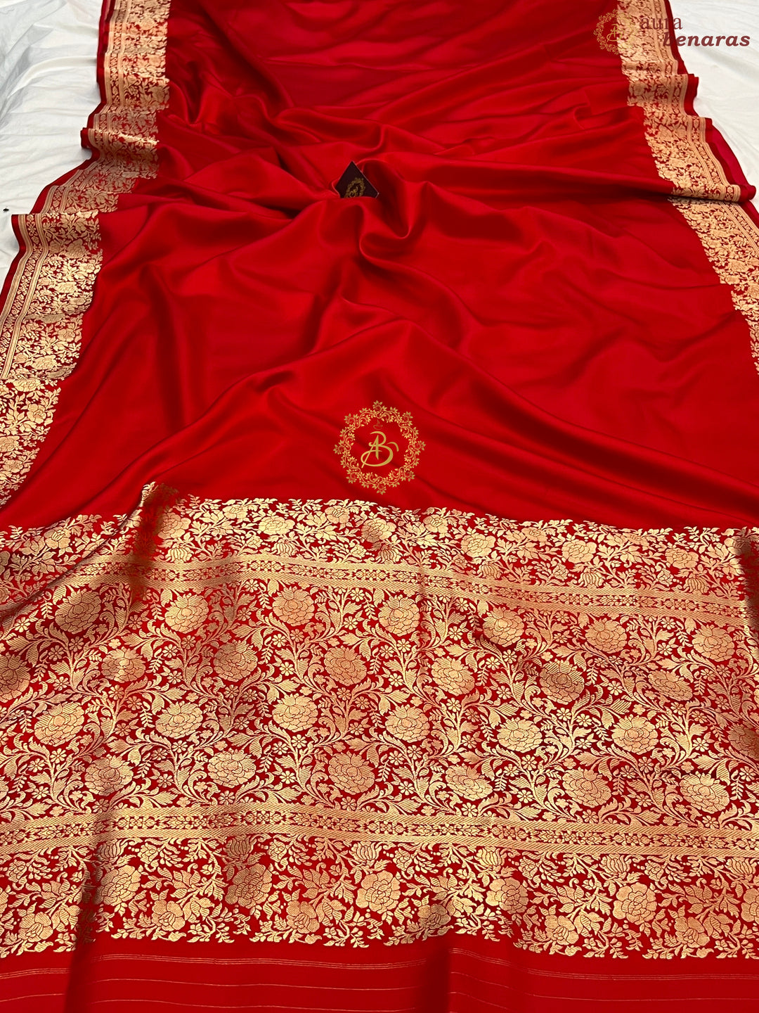 Red Pure Mashru Silk Handloom Banarasi Saree