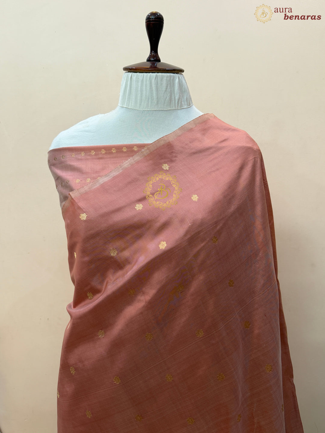 Dusty Peach Pure Katan Silk Handloom Banarasi Saree