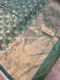 Sage Blue Pure Banarasi Handloom Katan Silk Saree - Aura Benaras