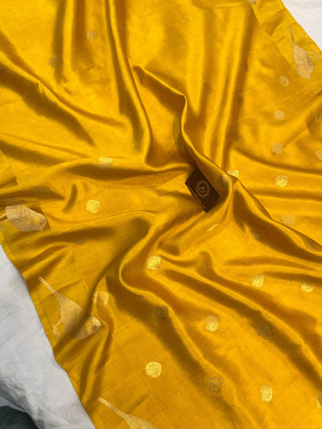 Yellow Pure Banarasi Handloom Silk Saree - Aura Benaras