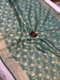 Sage Blue Pure Banarasi Handloom Katan Silk Saree - Aura Benaras