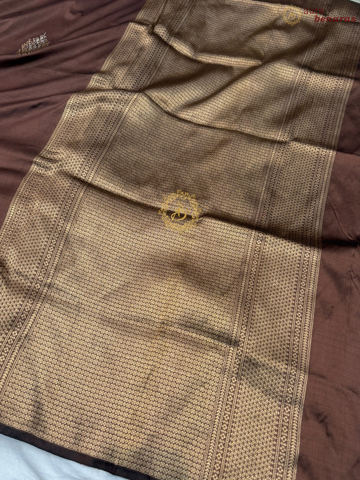 Light Brown Pure Banarasi Handloom Katan Silk Saree