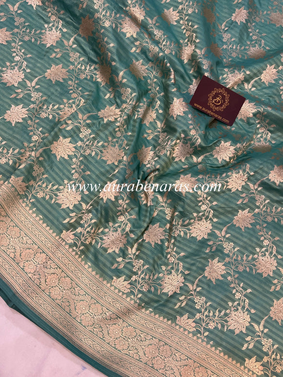 Sage Blue Pure Banarasi Handloom Katan Silk Saree - Aura Benaras