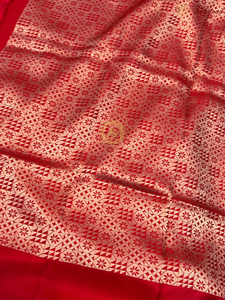 Red Pure Mashru Silk Handloom Banarasi Saree