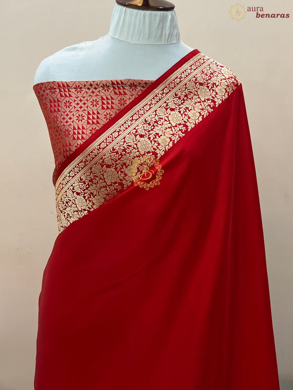 Red Pure Mashru Silk Handloom Banarasi Saree