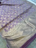 Pani Lavender Pure Banarasi Handloom Katan Silk Saree - Aura Benaras