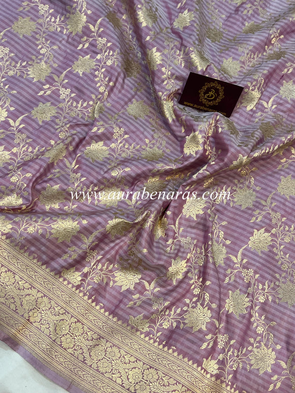 Pani Lavender Pure Banarasi Handloom Katan Silk Saree - Aura Benaras