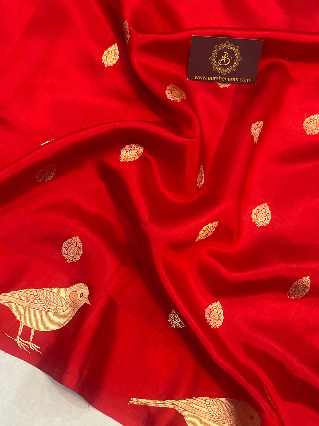 Red Pure Banarasi Handloom Silk Saree - Aura Benaras
