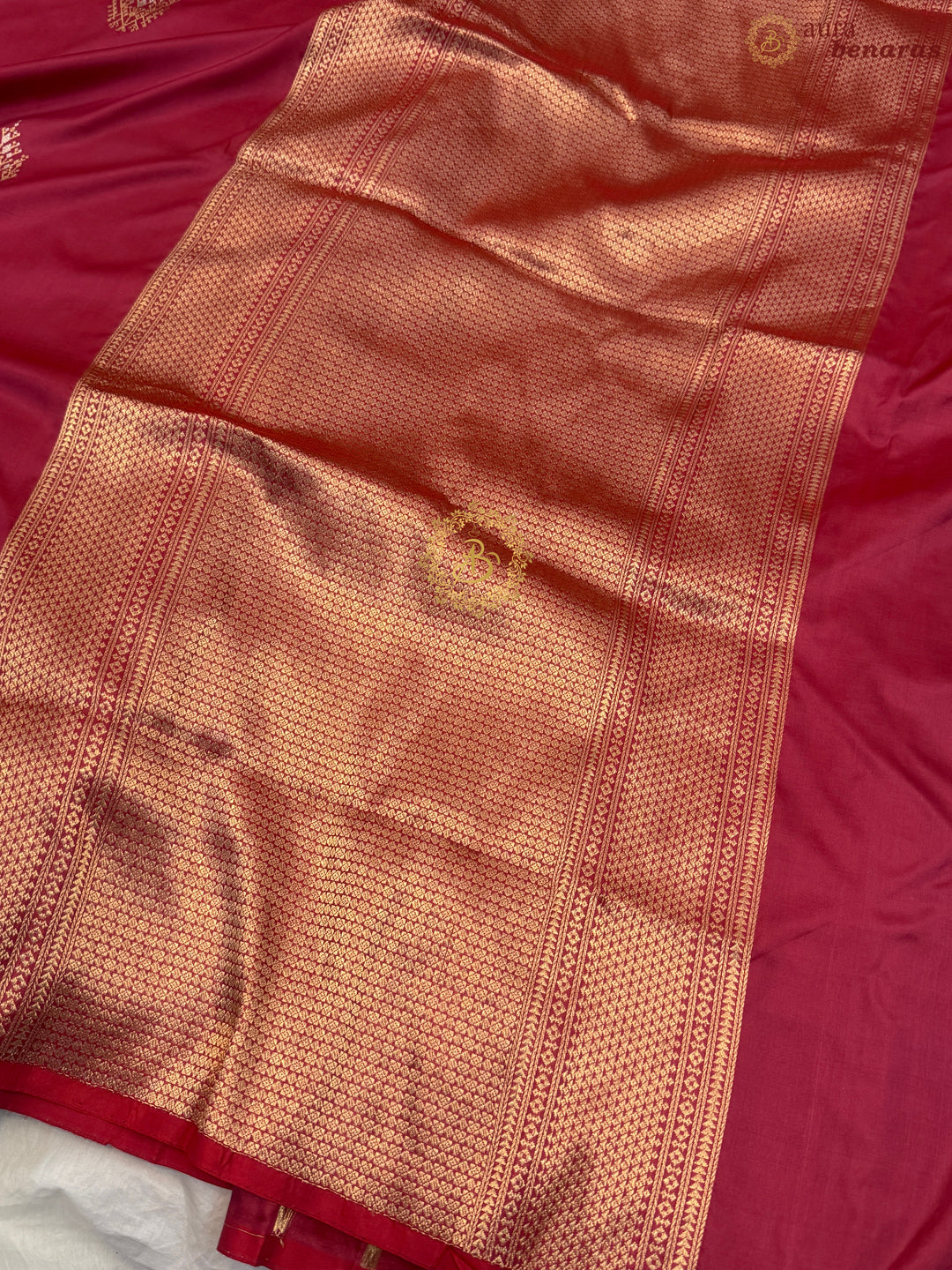 Strawberry Red Pure Banarasi Handloom Katan Silk Saree