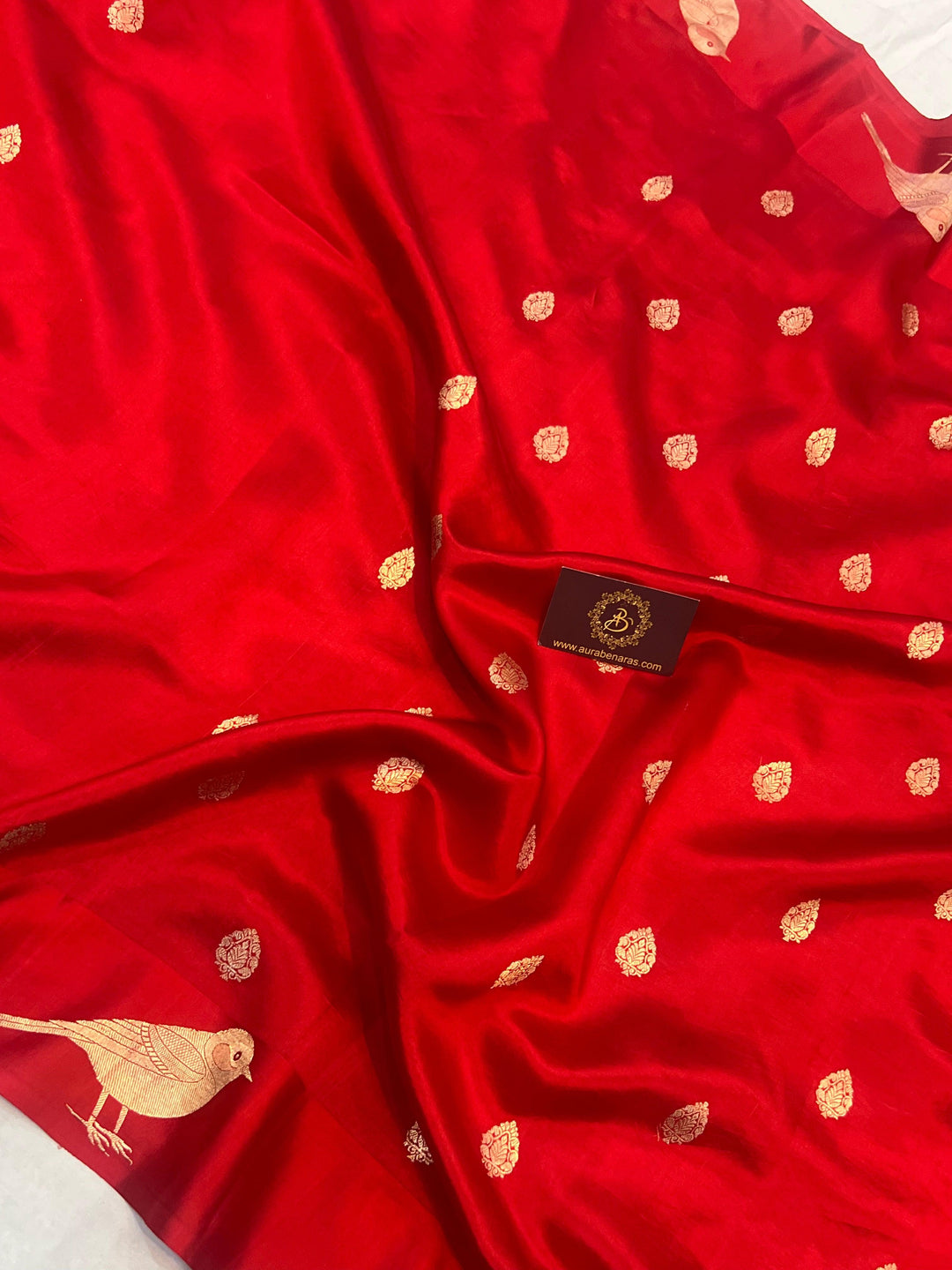 Red Pure Banarasi Handloom Silk Saree - Aura Benaras