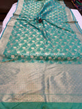 Sea Green Pure Banarasi Handloom Katan Silk Saree - Aura Benaras