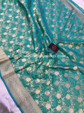 Sea Green Pure Banarasi Handloom Katan Silk Saree - Aura Benaras