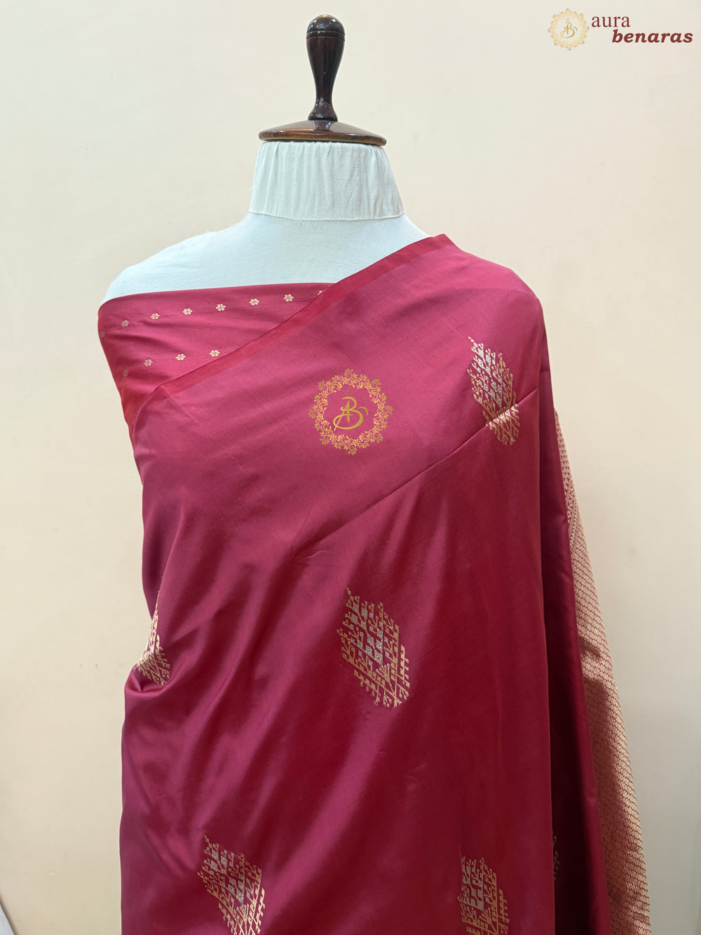 Strawberry Red Pure Banarasi Handloom Katan Silk Saree