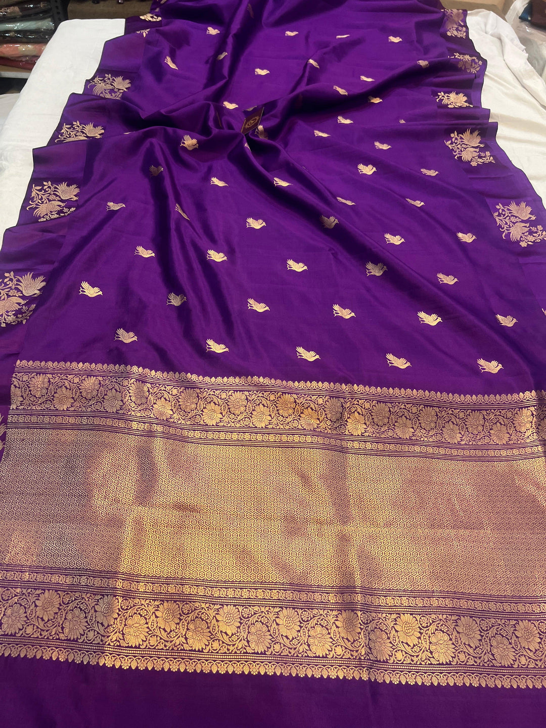 Purple Pure Banarasi Handloom Silk Saree - Aura Benaras